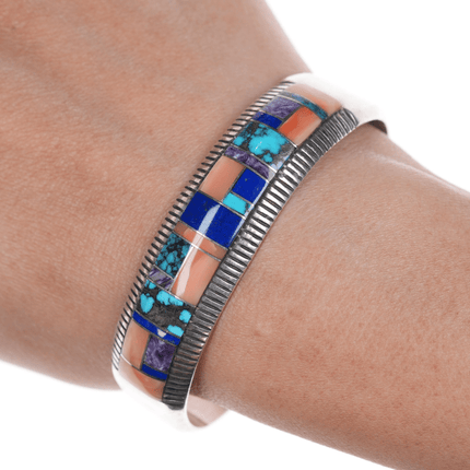 Wayne Muskett - Calvin Begay Canyon collection Sterling Multi - stone inlay cuff bracelet - Estate Fresh Austin