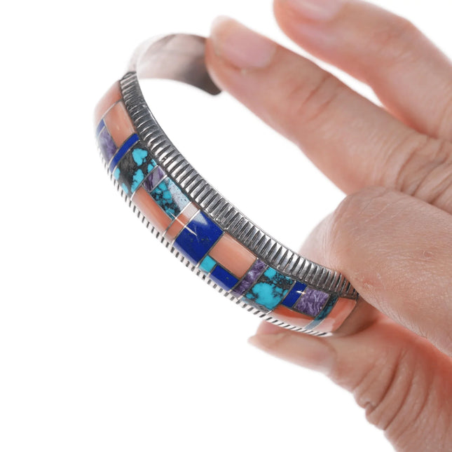6.375" Wayne Muskett - Calvin Begay Canyon collection Sterling inlay cuff bracelet - Estate Fresh Austin