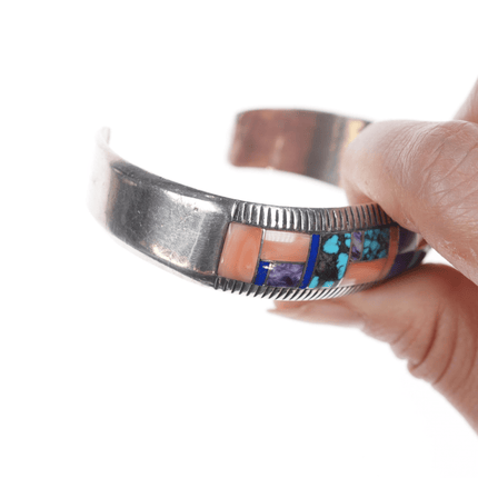 Wayne Muskett - Calvin Begay Canyon collection Sterling Multi - stone inlay cuff bracelet - Estate Fresh Austin