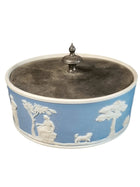 Wedgwood Blue and White jasperware Powder Jar Neoclassical Scenes Late 19th cent - Estate Fresh Austin