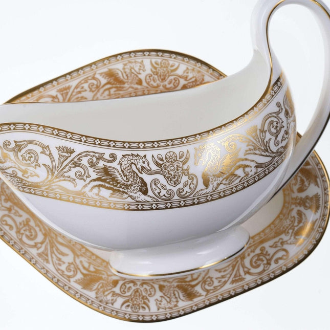 Wedgwood Gold Florentine Gravy Boat and underplate - Estate Fresh Austin