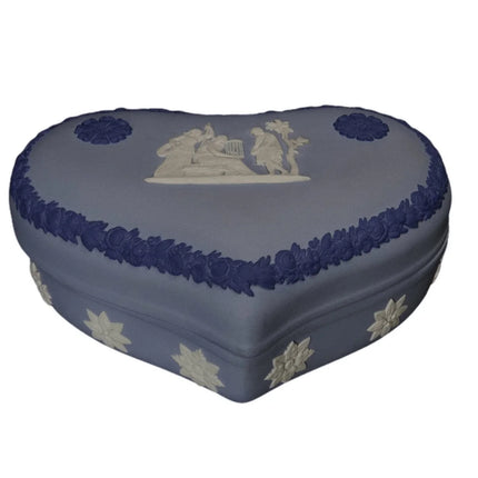 Wedwood Tri Color Heart Shaped Jasperware Box - Estate Fresh Austin