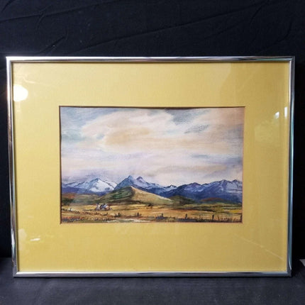 Western mountain Landscape watercolor Painting Complex and Colorful signed -Har - Estate Fresh Austin