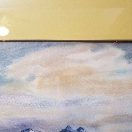 Western mountain Landscape watercolor Painting Complex and Colorful signed -Har - Estate Fresh Austin