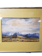 Western mountain Landscape watercolor Painting Complex and Colorful signed -Har - Estate Fresh Austin