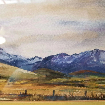 Western mountain Landscape watercolor Painting Complex and Colorful signed -Har - Estate Fresh Austin