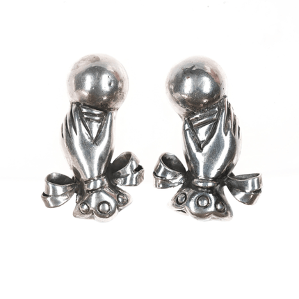 William Spratling silver modernist sterling screw back hand earrings - Estate Fresh Austin