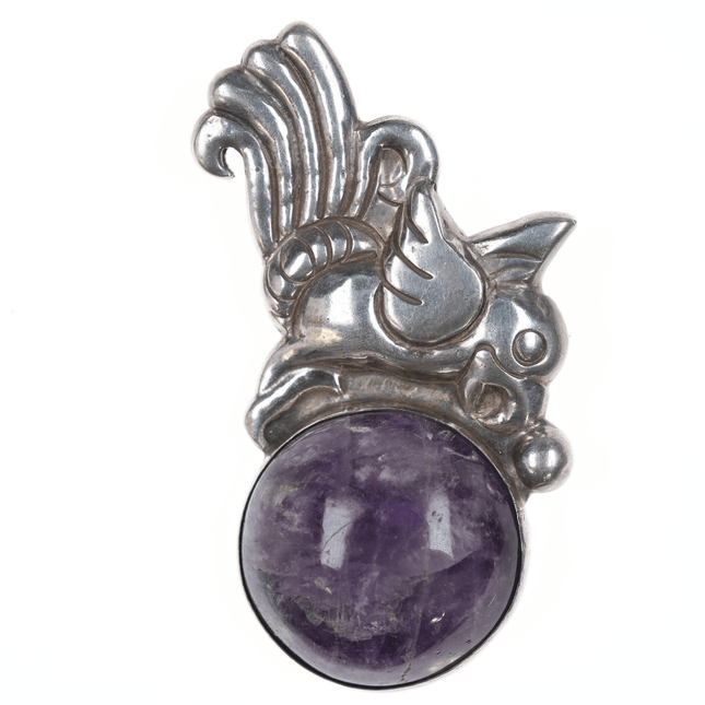 William Spratling sterling Bird pin with amethyst - Estate Fresh Austin