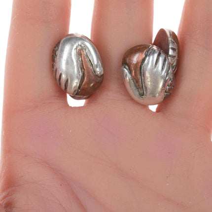 William Spratling(1900 - 1967) Taxco Modernist sterling mixed metal cufflinks - Estate Fresh Austin