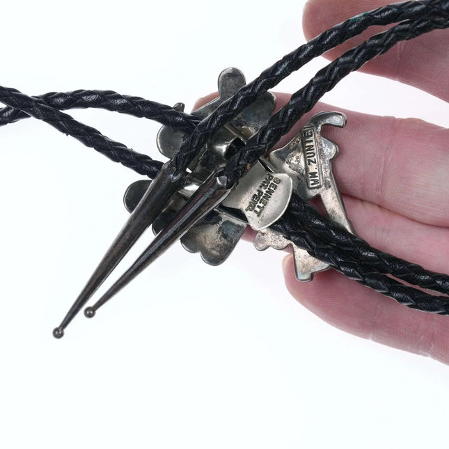 William Zunie (Zuni, 1938-1983) Channel inlay bolo tie - Estate Fresh Austin