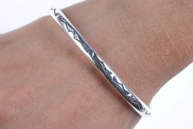 7.12" Wilson Navajo Sterling Heavy stamped cuff bracelet - Estate Fresh Austin