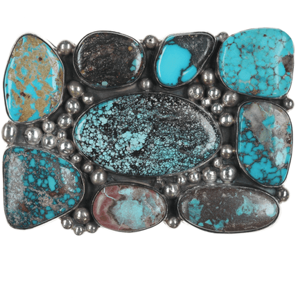 Wilson Padilla Navajo Sterling and Multi - Mine Specimen turquoise belt buckle - Estate Fresh Austin