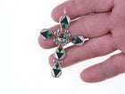 Zeno & Maryann Edaaki Zuni Sterling silver channel inlay cross pendant - Estate Fresh Austin