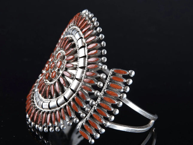 6.75" Zuni Coral Petit point cuff bracelet by Dan Etsate - Estate Fresh Austin