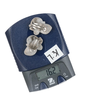 Zuni Dan Simplicio(1917-1969) Silver, turquoise, and clip-on coral earrings - Estate Fresh Austin