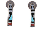 Zuni Multi-stone channel inlay hoop earrings - Estate Fresh Austin