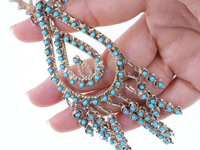 Zuni Sterling and Sleeping Beauty turquoise snake eye necklace - Estate Fresh Austin