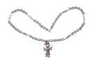 Zuni Sterling Multistone inlay Knifewing with Stamped Bead necklace - Estate Fresh Austin