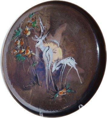 10.5" large MCM Enamel deer bowl from holland - Estate Fresh Austin