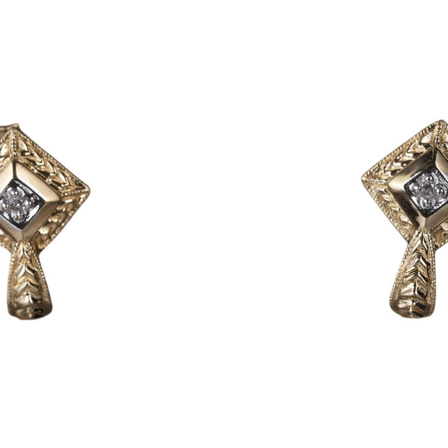 10k yellow gold diamond earrings - Estate Fresh Austin