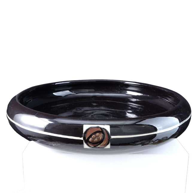 12" Arts and Crafts Weller Rosemont Black Low bowl centerpiece - Estate Fresh Austin