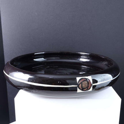 12" Arts and Crafts Weller Rosemont Black Low bowl centerpiece - Estate Fresh Austin