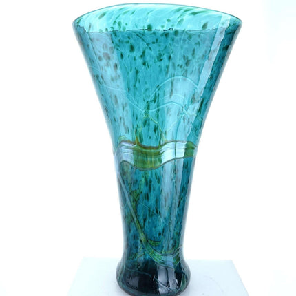 14" Huge Wimberly Glassworks art glass fan vase - Estate Fresh Austin