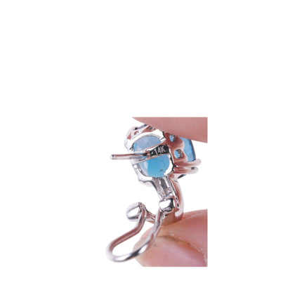 14k White gold Blue Topaz and diamond earrings - Estate Fresh Austin