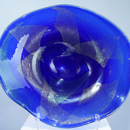 15" Robert Eickholt Heavy Abstract studio art glass centerpiece bowl - Estate Fresh Austin