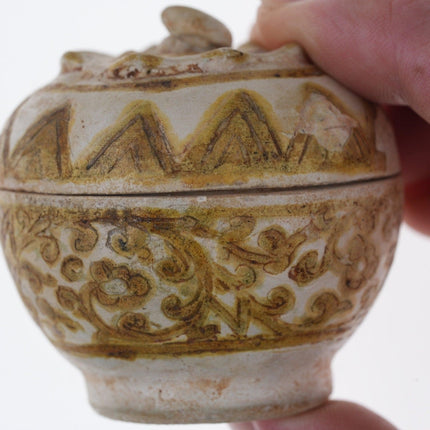 15th Century Thai Sawankhalok Kiln Condiment Jar with Lid 3 - Estate Fresh Austin