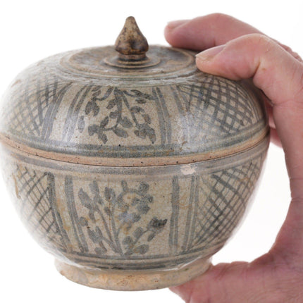 15th Century Thai Sawankhalok Kiln Condiment Jar with Lid u - Estate Fresh Austin