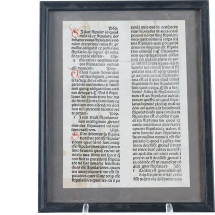 15th/16th Century Early Printed bible page with hand rubricated initials - Estate Fresh Austin