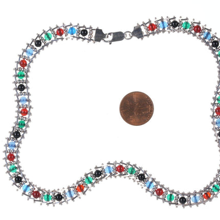 17.5" Milor Italian Sterling multi-color balls necklace - Estate Fresh Austin