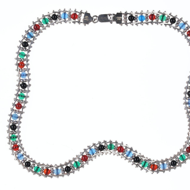 17.5" Milor Italian Sterling multi-color balls necklace - Estate Fresh Austin
