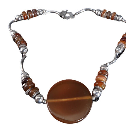 17.5" Sterling Silver and Agate bead Necklace - Estate Fresh Austin