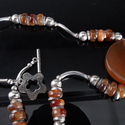 17.5" Sterling Silver and Agate bead Necklace - Estate Fresh Austin