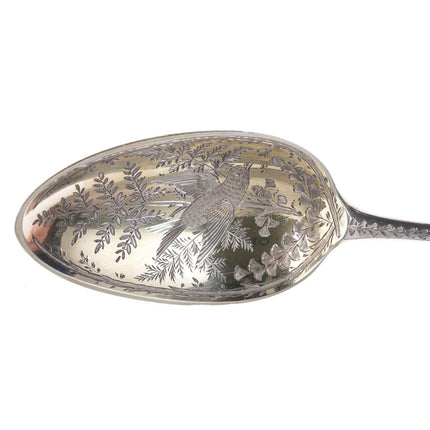 1789 Georgian Sterling Thomas Wallis London Fancy Engraved bird spoon - Estate Fresh Austin