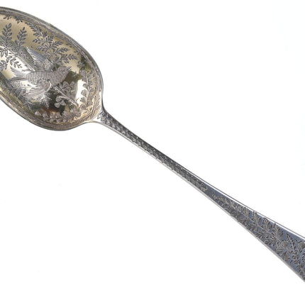 1789 Georgian Sterling Thomas Wallis London Fancy Engraved bird spoon - Estate Fresh Austin