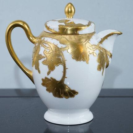 1907 Charles Wallace Quicksell Limoges Raised gold porcelain Syrup pitcher for D - Estate Fresh Austin