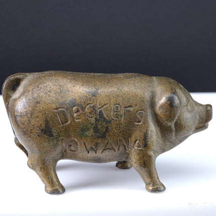 1910's Decker's Iowana Cast Iron Pig Still Bank - Estate Fresh Austin