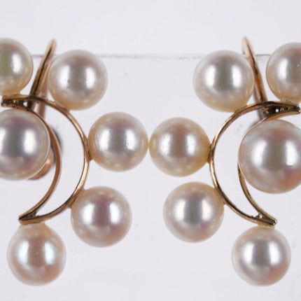 1920's Art Deco 14k yg and pearl screw back earrings - Estate Fresh Austin