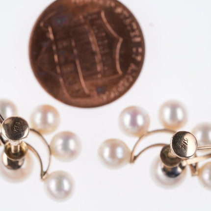 1920's Art Deco 14k yg and pearl screw back earrings - Estate Fresh Austin