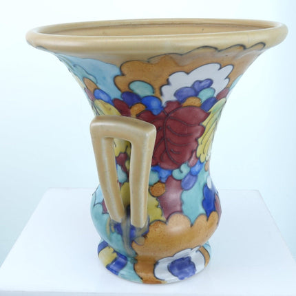 1920's Awaji Japanese Deco Art Pottery Vase Tubelined Squeezbag Decoration in th - Estate Fresh Austin