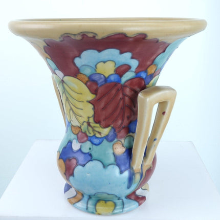 1920's Awaji Japanese Deco Art Pottery Vase Tubelined Squeezbag Decoration in th - Estate Fresh Austin