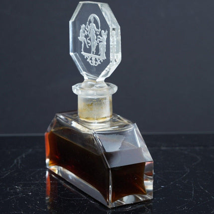1920's Bohemian Hoffman Intaglio Perfume bottle with stopper - Estate Fresh Austin