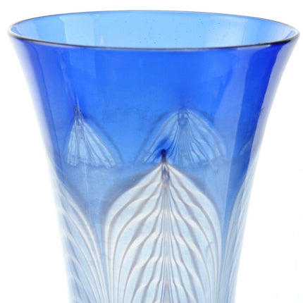 1920's Durand Blue Opalescent Pulled Feather Parfait - Estate Fresh Austin