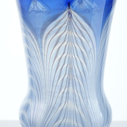 1920's Durand Blue Opalescent Pulled Feather Parfait - Estate Fresh Austin