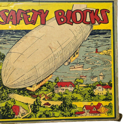 1920's Halsam Wood Safety Blocks Zeppelin Toy In Box - Estate Fresh Austin