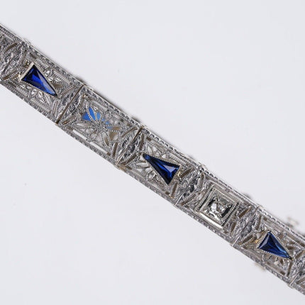1920's Platinum/14k wg Sapphire/Diamond filigree bracelet - Estate Fresh Austin