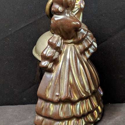 1930's Art Deco Lustre Enamel Finish Cast Iron Woman Fireplace Brush Holder - Estate Fresh Austin